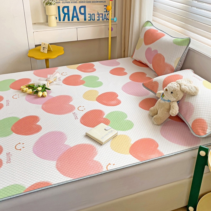 91家纺网 家纺一手货源 找家纺 大柏树 2025新款A类印花凉豆豆冰豆豆床席款凉席 心相印