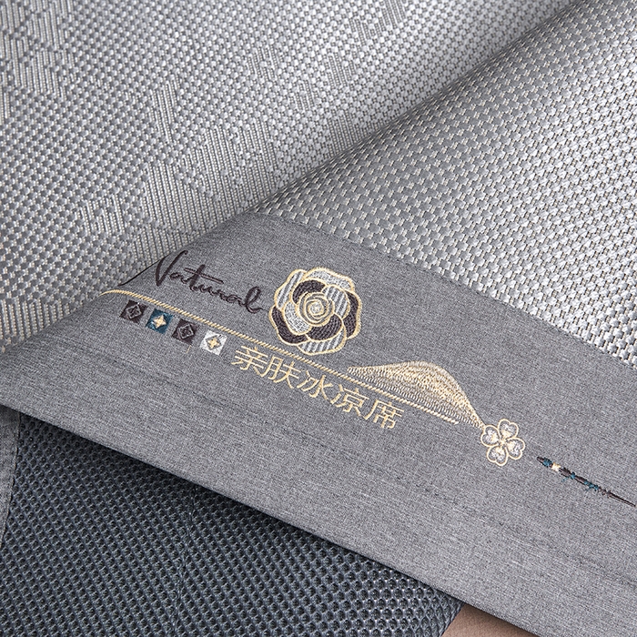91家纺网 家纺一手货源 找家纺 优姿家纺 2024新款藤王重工刺绣加厚编制冰滕双凉席三件套 灰色