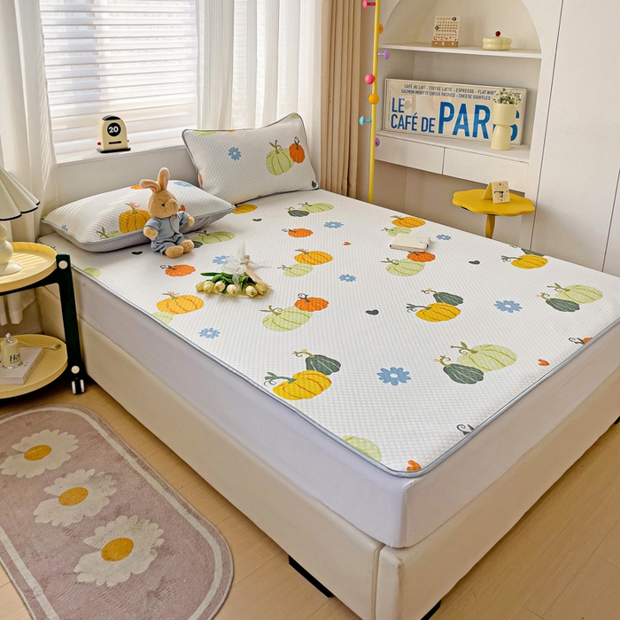 91家纺网 家纺一手货源 找家纺 大柏树 2025新款A类印花凉豆豆冰豆豆床席款凉席 小南瓜