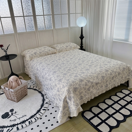 91家纺网 家纺一手货源 找家纺 佰织鑫家居（会员-5元） 2024新款全棉法式棉花床盖三件套 赫本