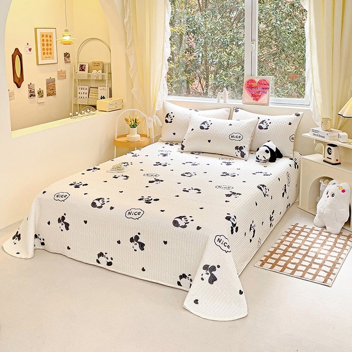 91家纺网 家纺一手货源 找家纺 澳梵家居 2024新款凉感丝软席软凉席床盖夏被四件套件 小熊猫