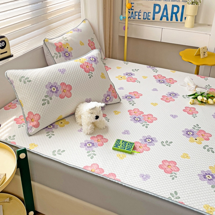 91家纺网 家纺一手货源 找家纺 大柏树 2025新款A类印花豆豆凉席 床笠款 樱花语