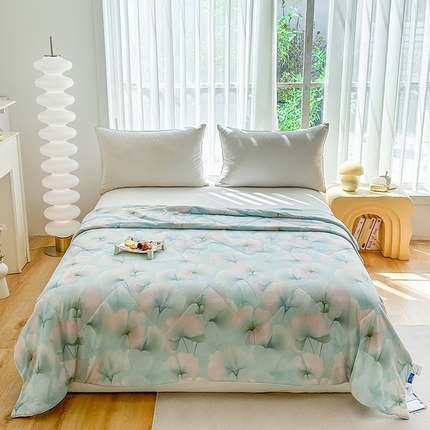 佳居缘 2025新款A类全锦纶数码印花凉感夏被凉感丝夏被空调被 银杏叶