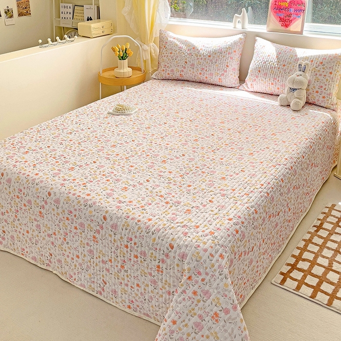 91家纺网 家纺一手货源 找家纺 澳梵家居 2024新款凉感丝软席软凉席床盖夏被四件套件 小花园