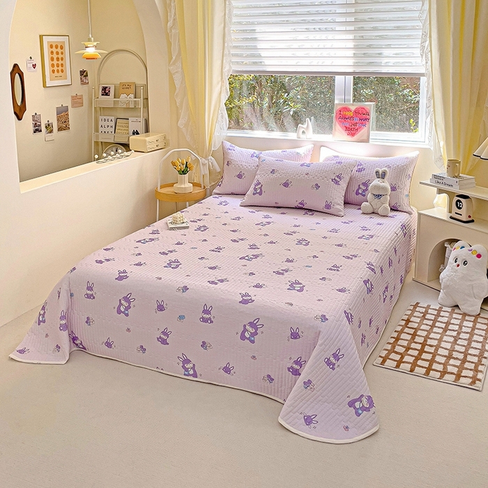 91家纺网 家纺一手货源 找家纺 澳梵家居 2024新款凉感丝软席软凉席床盖夏被四件套件 调皮兔