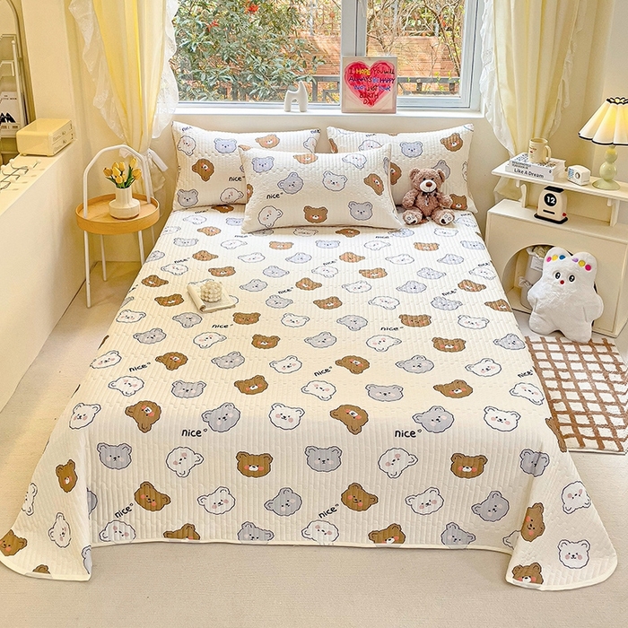 91家纺网 家纺一手货源 找家纺 澳梵家居 2024新款凉感丝软席软凉席床盖夏被四件套件 熊仔多多