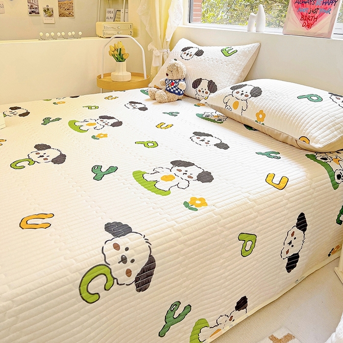 91家纺网 家纺一手货源 找家纺 澳梵家居 2024新款凉感丝软席软凉席床盖夏被四件套件 快乐小狗