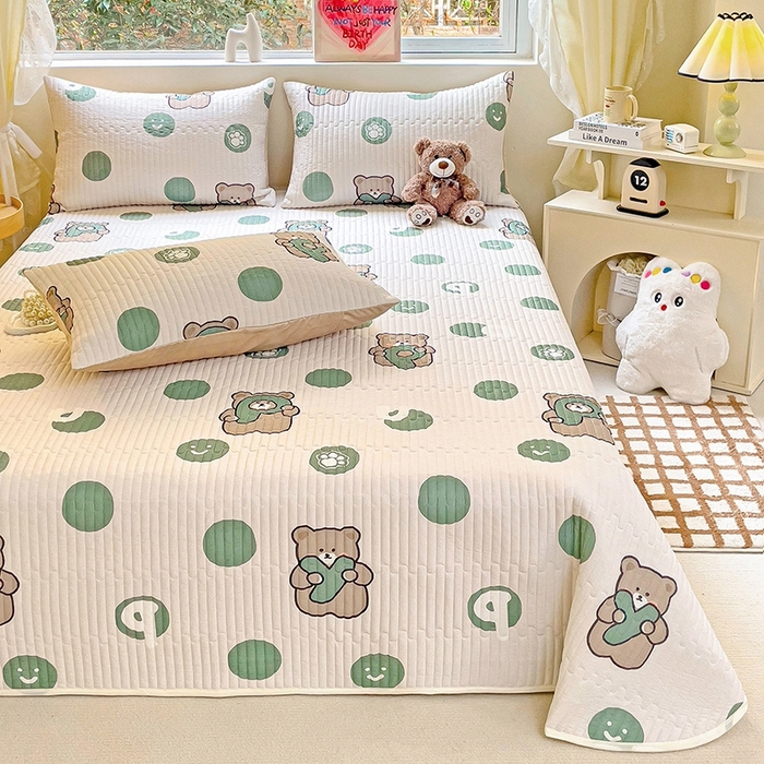 91家纺网 家纺一手货源 找家纺 澳梵家居 2024新款凉感丝软席软凉席床盖夏被四件套件 小屁熊