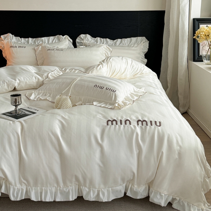 91家纺网 家纺一手货源 找家纺 （总）优悦生活馆 2024新款冰丝刺绣荷叶边四件套-秘境