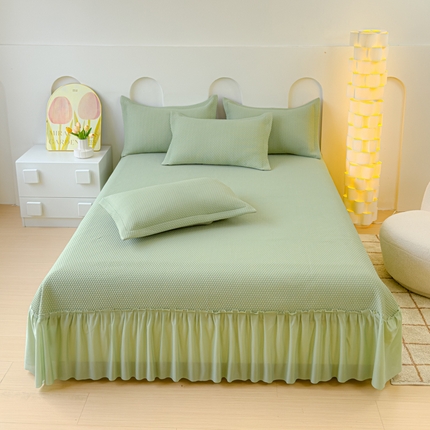 91家纺网 家纺一手货源 找家纺 （总）伊而梦 2024新款A类3D凉感冰豆豆床裙款凉席-仲夏