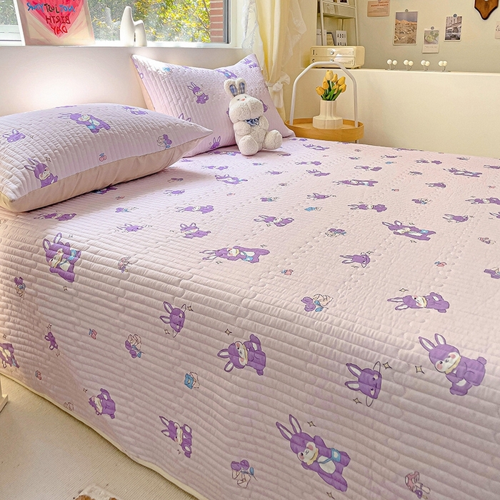 91家纺网 家纺一手货源 找家纺 澳梵家居 2024新款凉感丝软席软凉席床盖夏被四件套件 调皮兔