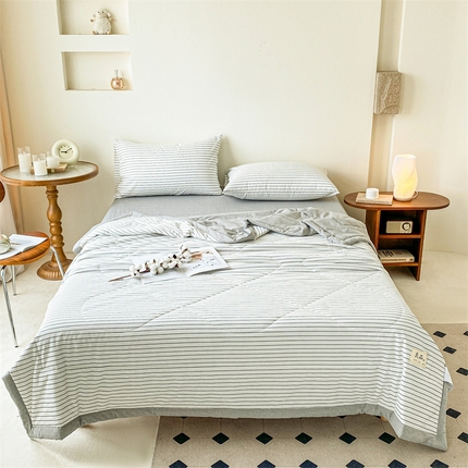 寐眠 2024新款色织全棉水洗棉单夏被夏被四件套单品系列 白细条