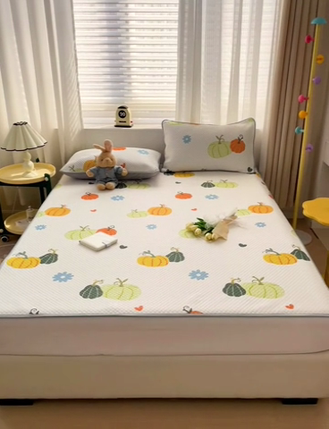 91家纺网 家纺一手货源 找家纺 大柏树 2025新款A类印花凉豆豆冰豆豆床席款凉席 小南瓜