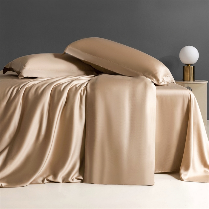 91家纺网 家纺一手货源 找家纺 卡派 2024新款奥地利 兰精纯色天丝四件套 香槟金