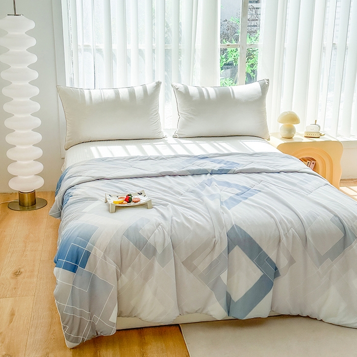 91家纺网 家纺一手货源 找家纺 佳居缘 2025新款A类全锦纶数码印花凉感夏被凉感丝夏被空调被 菱彩