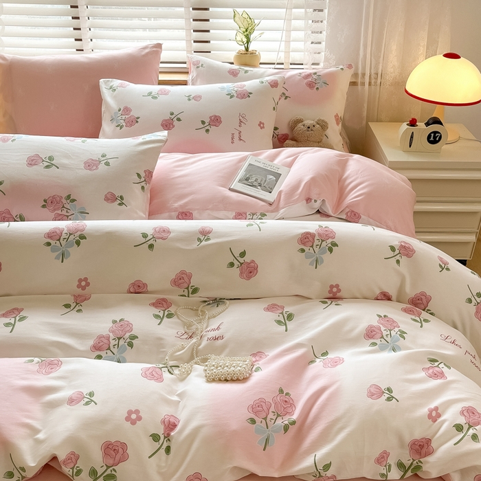 91家纺网 家纺一手货源 找家纺 宜家坊 2024新款12868全棉小清新四件套花溪