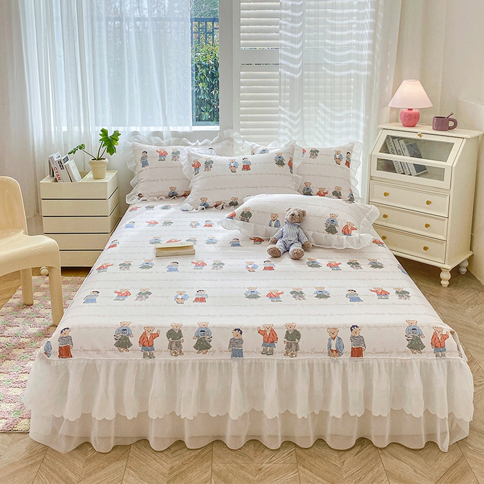 91家纺网 家纺一手货源 找家纺 花漾家居 2024新款韩版满天星升级款斜纹冰丝凉感丝豆豆席凉席 小熊乐园