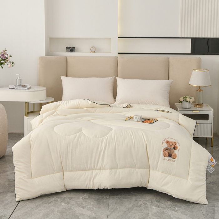 91家纺网 家纺一手货源 找家纺 居易简 2025新款直播华夫格大豆被纤维被冬被春秋被夏被被子被芯 波奇熊