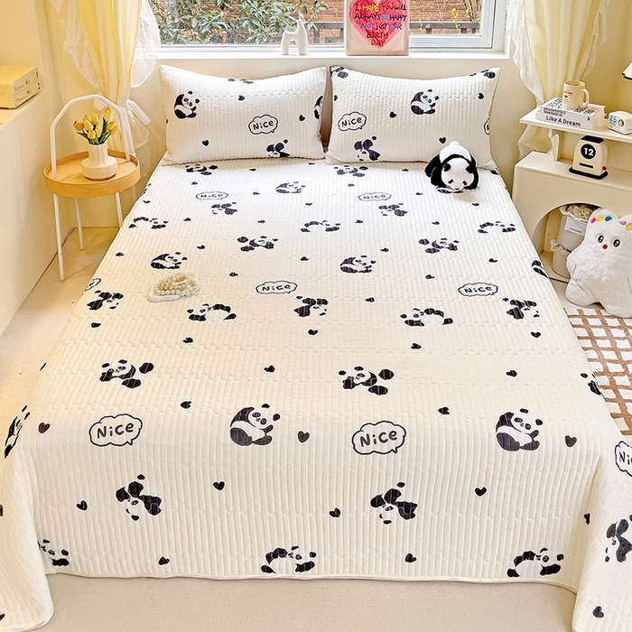 91家纺网 家纺一手货源 找家纺 澳梵家居 2024新款凉感丝软席软凉席床盖夏被四件套件 小熊猫