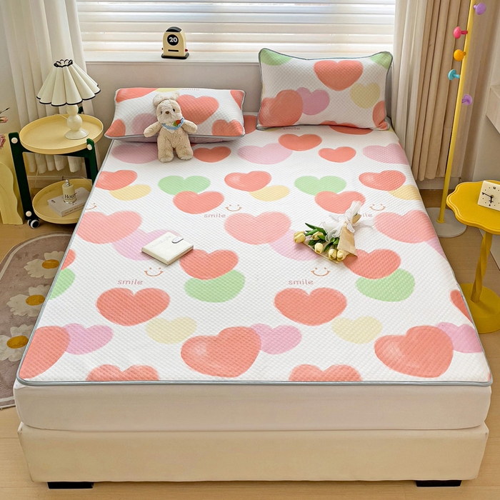 91家纺网 家纺一手货源 找家纺 大柏树 2025新款A类印花凉豆豆冰豆豆床席款凉席 心相印