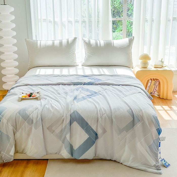 91家纺网 家纺一手货源 找家纺 佳居缘 2025新款A类全锦纶数码印花凉感夏被凉感丝夏被空调被 菱彩