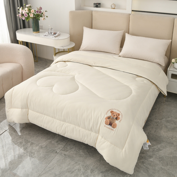 91家纺网 家纺一手货源 找家纺 居易简 2025新款直播华夫格大豆被纤维被冬被春秋被夏被被子被芯 波奇熊