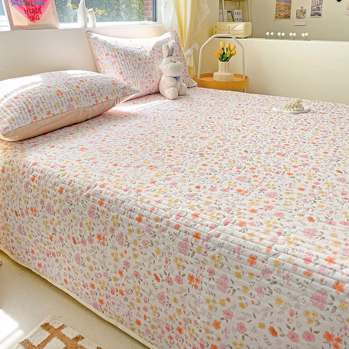 91家纺网 家纺一手货源 找家纺 澳梵家居 2024新款凉感丝软席软凉席床盖夏被四件套件 小花园