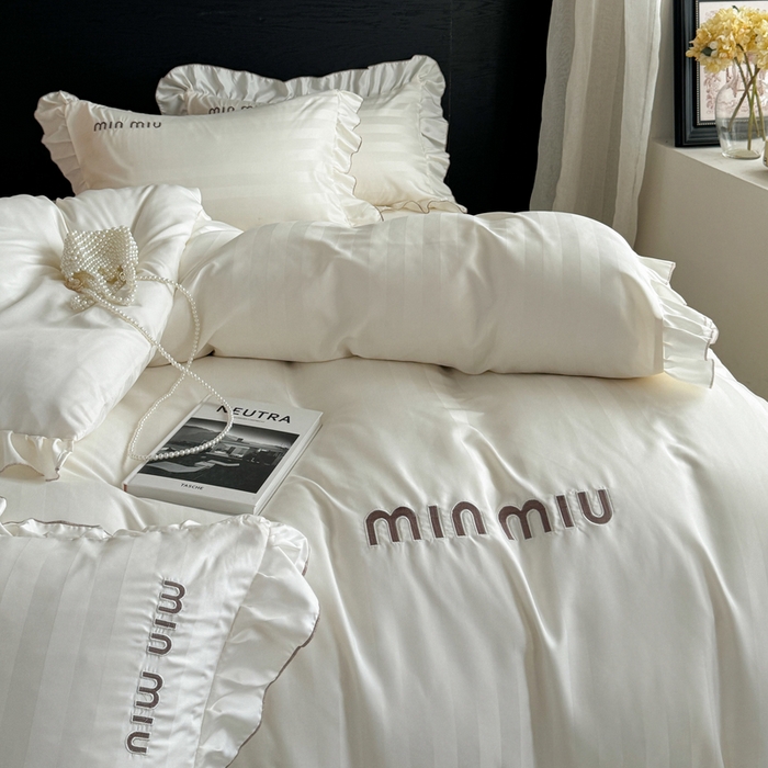 91家纺网 家纺一手货源 找家纺 （总）优悦生活馆 2024新款冰丝刺绣荷叶边四件套-秘境