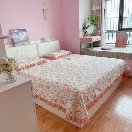 91家纺网 家纺一手货源 找家纺 佰织鑫家居（会员-5元） 2024新款全棉法式棉花床盖三件套 郁金花海