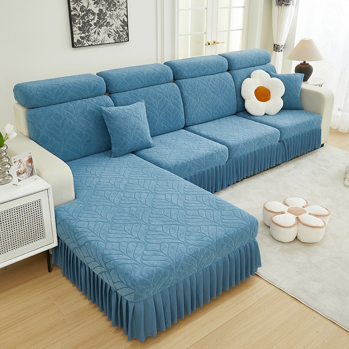 91家纺网 家纺一手货源 找家纺 天下布艺 2024新款沙发笠七叶草系列 天蓝