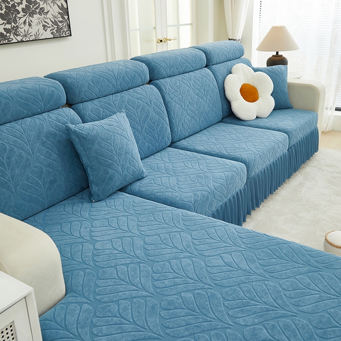 91家纺网 家纺一手货源 找家纺 天下布艺 2024新款沙发笠七叶草系列 天蓝