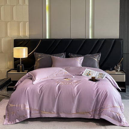 91家纺网 家纺一手货源 找家纺 （总）云雀 2025新款全棉轻奢刺绣线条款四件套