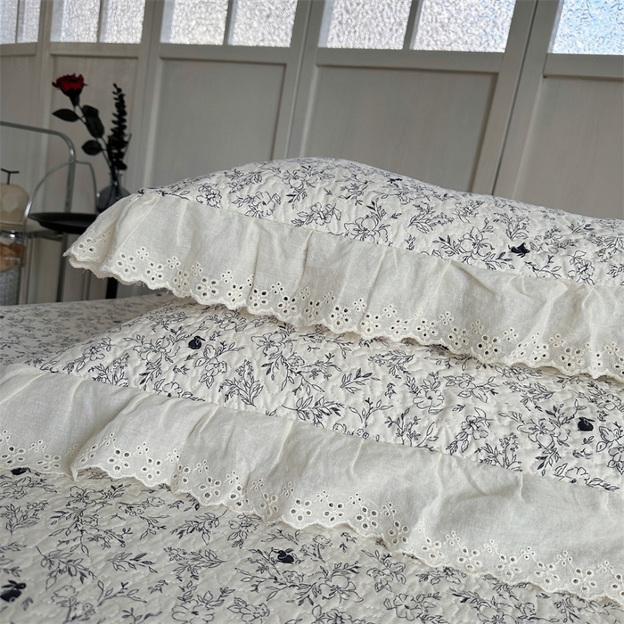 91家纺网 家纺一手货源 找家纺 佰织鑫家居（会员-5元） 2024新款全棉法式棉花床盖三件套 南法假日