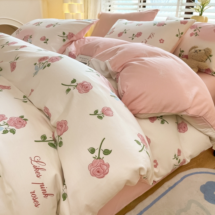 91家纺网 家纺一手货源 找家纺 （总）宜家坊 2024新款12868全棉小清新四件套