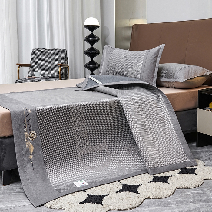 91家纺网 家纺一手货源 找家纺 （总）优姿家纺 2024新款藤王重工刺绣加厚编制冰滕双凉席三件套