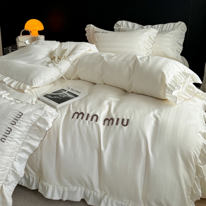 91家纺网 家纺一手货源 找家纺 （总）优悦生活馆 2024新款冰丝刺绣荷叶边四件套-秘境