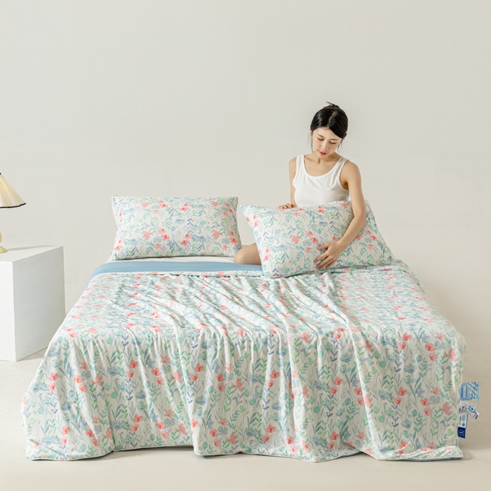 91家纺网 家纺一手货源 找家纺 佳居缘 发2024新款A类印花冰氨凉感夏被 花海