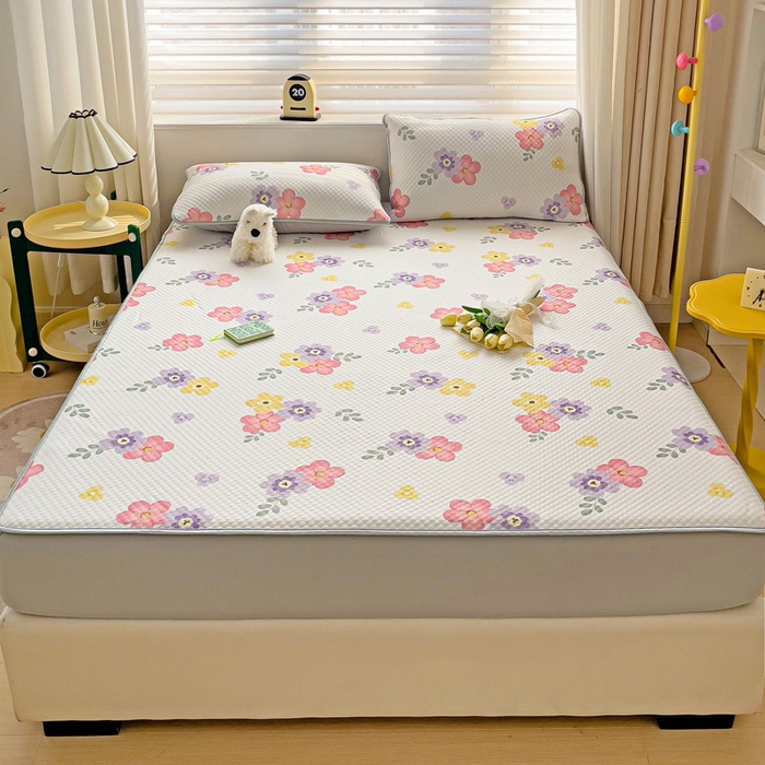 91家纺网 家纺一手货源 找家纺 大柏树 2025新款A类印花豆豆凉席 床笠款 樱花语