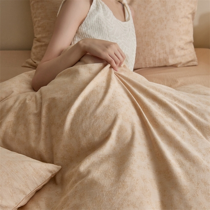 原研家居 2024新款水洗棉提花系列四件套第二批 繁花-黄