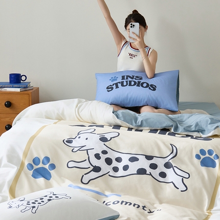 原研家居 2024新款40支全棉13070平网印花系列四件套 汪汪卡