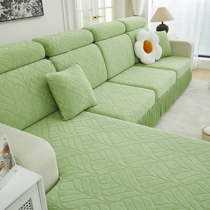 91家纺网 家纺一手货源 找家纺 天下布艺 2024新款沙发笠七叶草系列 浅绿