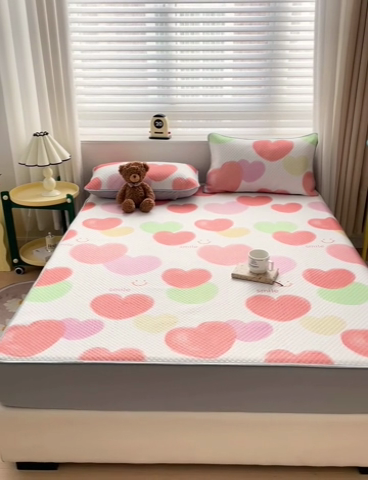 91家纺网 家纺一手货源 找家纺 大柏树 2025新款A类印花豆豆凉席 床笠款 心相印