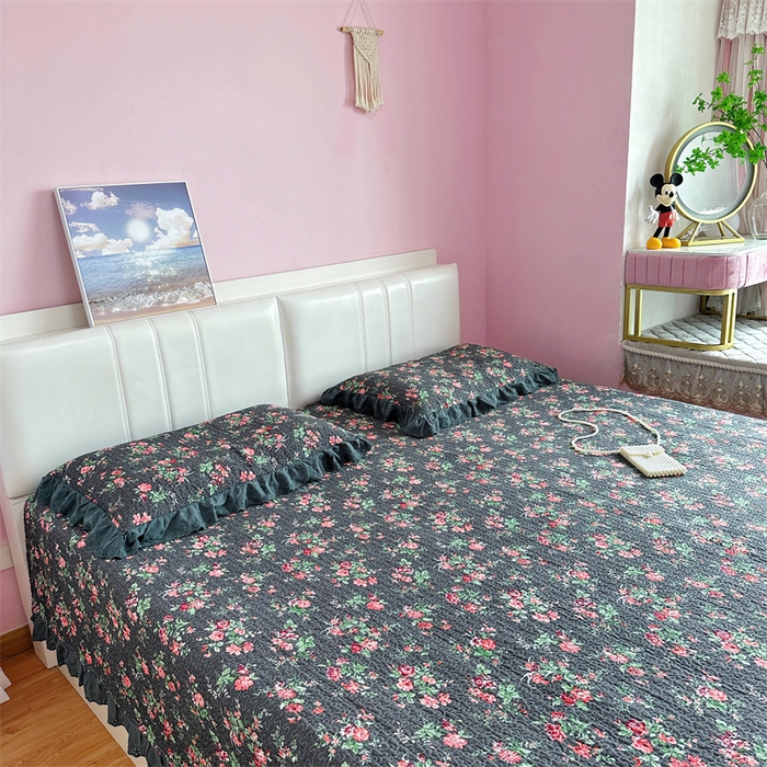 91家纺网 家纺一手货源 找家纺 佰织鑫家居（会员-5元） 2024新款全棉法式棉花床盖三件套 小美