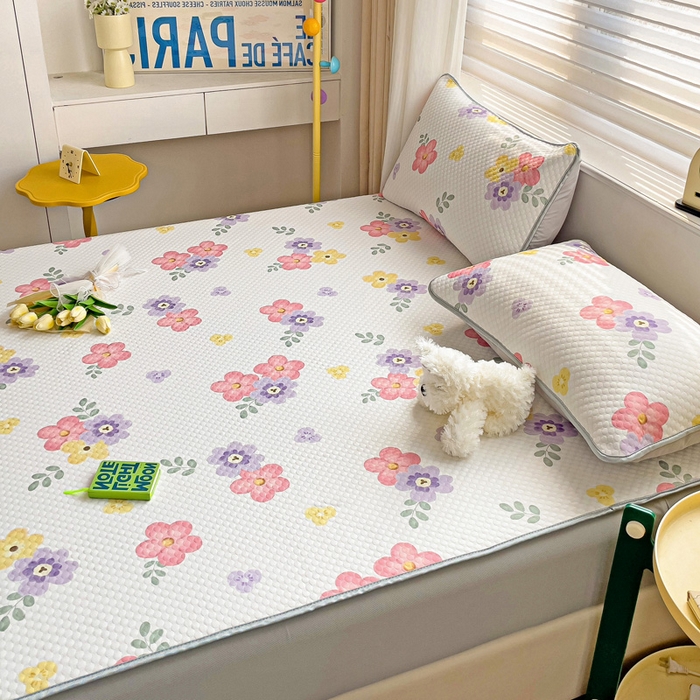 91家纺网 家纺一手货源 找家纺 大柏树 2025新款A类印花豆豆凉席 床笠款 樱花语