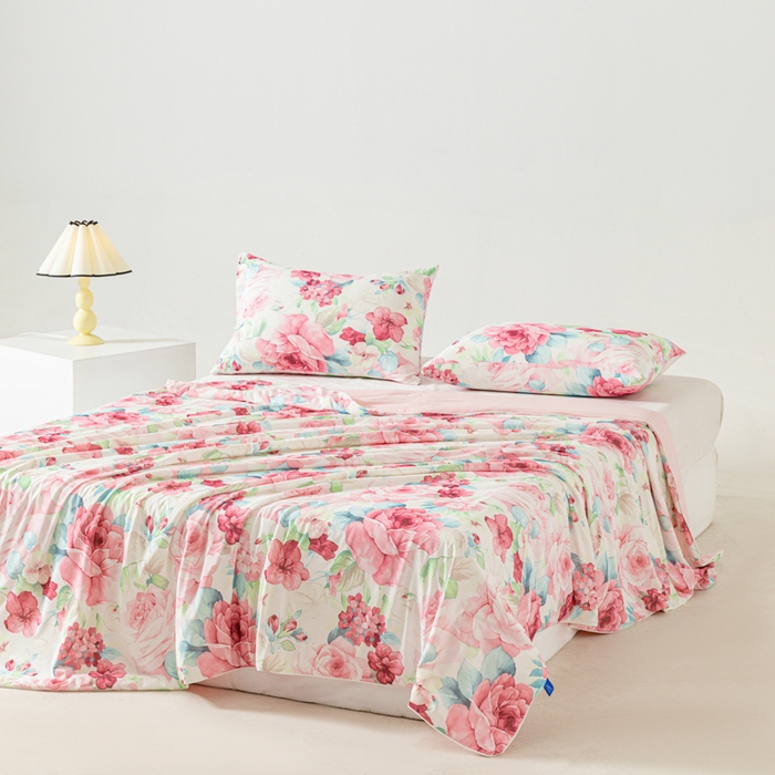 91家纺网 家纺一手货源 找家纺 佳居缘 发2024新款A类印花冰氨凉感夏被 盛世牡丹