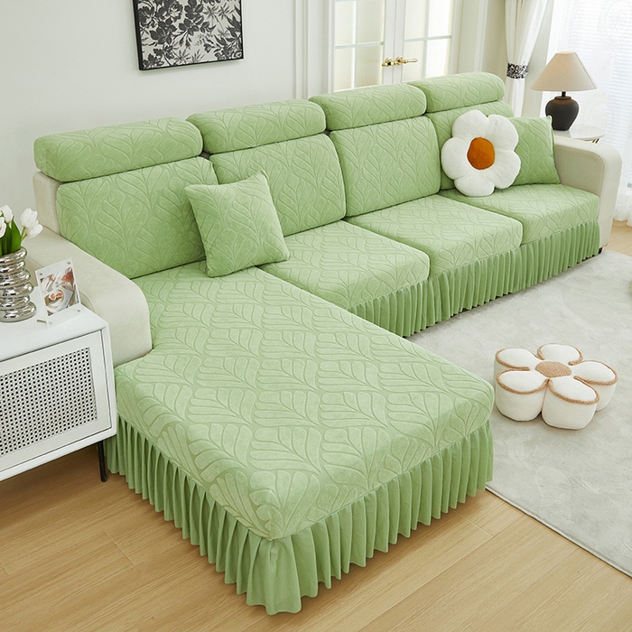 91家纺网 家纺一手货源 找家纺 天下布艺 2024新款沙发笠七叶草系列 浅绿