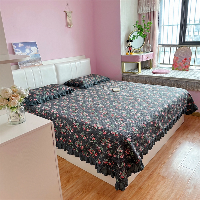 91家纺网 家纺一手货源 找家纺 佰织鑫家居（会员-5元） 2024新款全棉法式棉花床盖三件套 小美