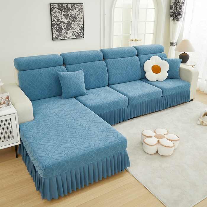 91家纺网 家纺一手货源 找家纺 天下布艺 2024新款沙发笠七叶草系列 天蓝