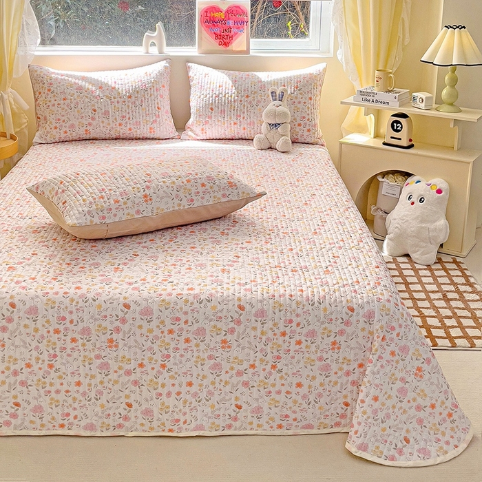 91家纺网 家纺一手货源 找家纺 澳梵家居 2024新款凉感丝软席软凉席床盖夏被四件套件 小花园