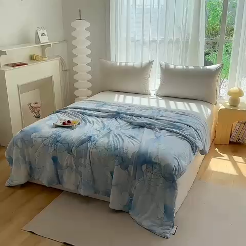 91家纺网 家纺一手货源 找家纺 佳居缘 2025新款A类全锦纶数码印花凉感夏被凉感丝夏被空调被 星梦